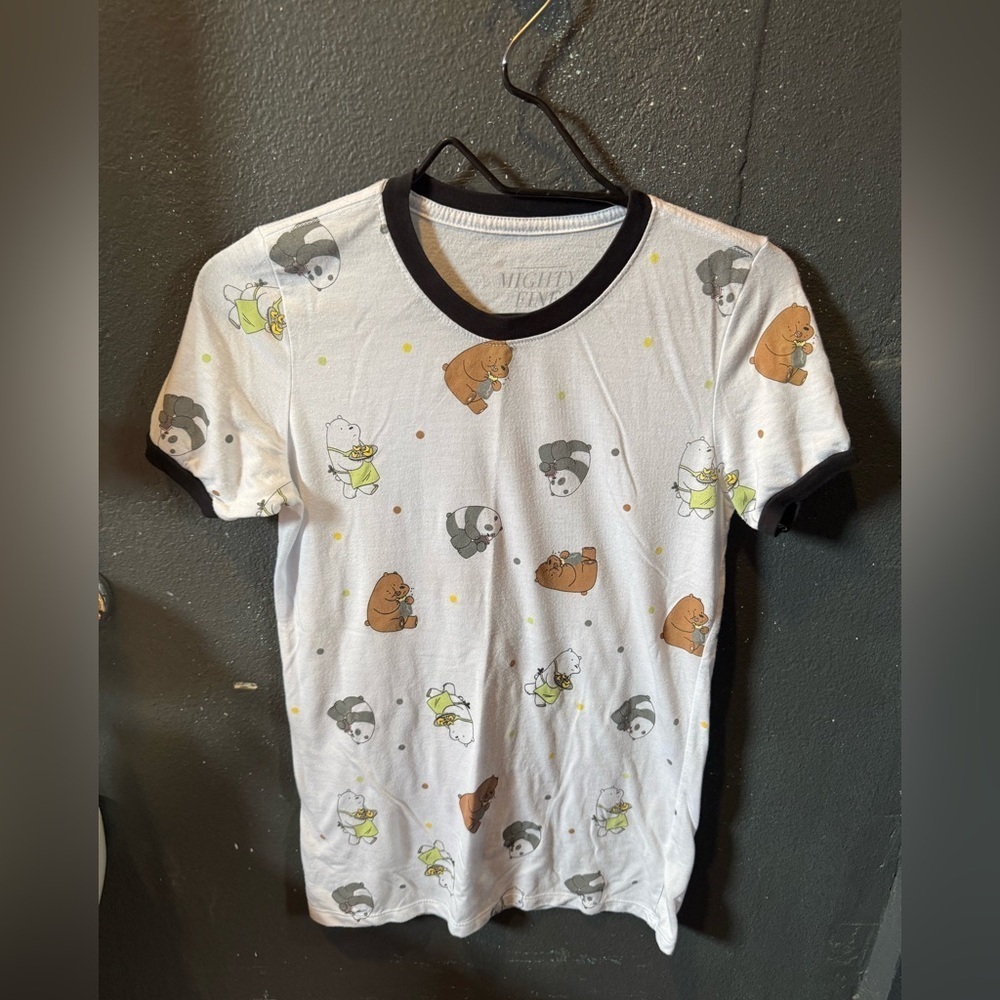 Mighty Fine White and Black Short Sleeve Tee with Animal Print